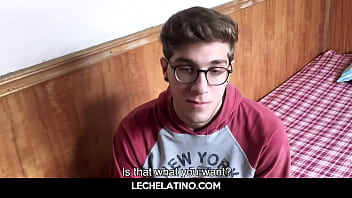 Latin nerd gets big dick jerked off by oily hand-LECHELATINO.COM