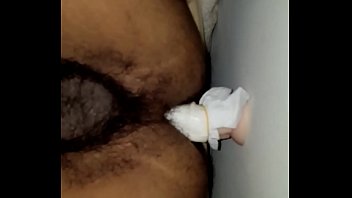 Young Male using wall to fuck himself with dildo