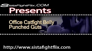 Office Catfight Belly Punched Guts