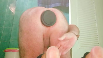 Huge Butt 4.25 inch wide Butt Plug Locked firmly in my Ass while Wanking.