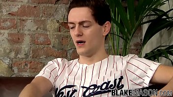 Young British man wanking off hard after the interview