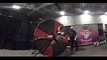 Blonde Lady on a spinning wheel at EXXXotica NJ 2021 NJ in 360 degree VR