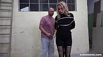 Blonde babe is tied,gagged and spanked with no mercy